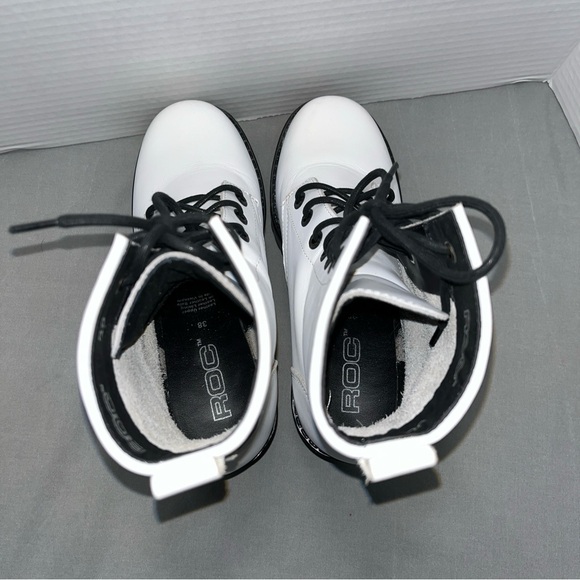 ROC Womens Chisel White Leather Lace Up Ankle Platform Booties Size US 7.5/EU 38 - Picture 5 of 11